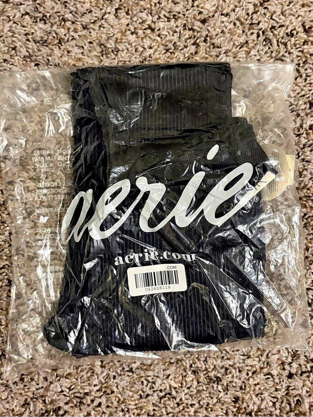 Aerie OFFLINE leggings Ribbed Striped Leggings in Black Sz S NWT